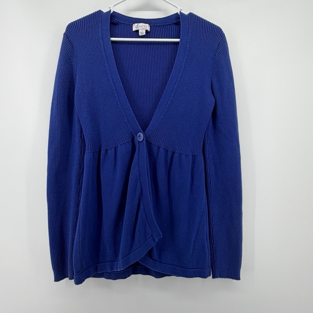 denim&co. royal blue ribbed knit peplum cardigan sweater Babydoll‎